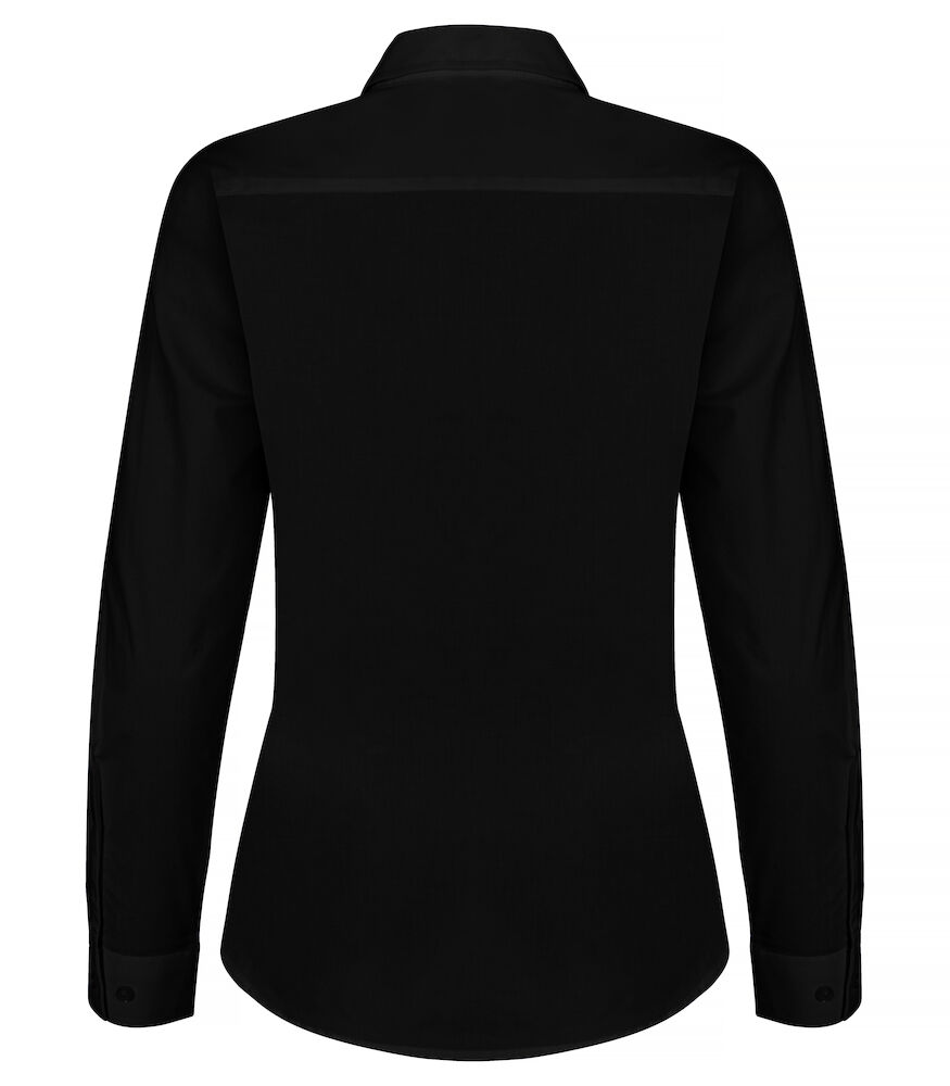 Stretch Shirt L/S Women - 99 schwarz - Model back