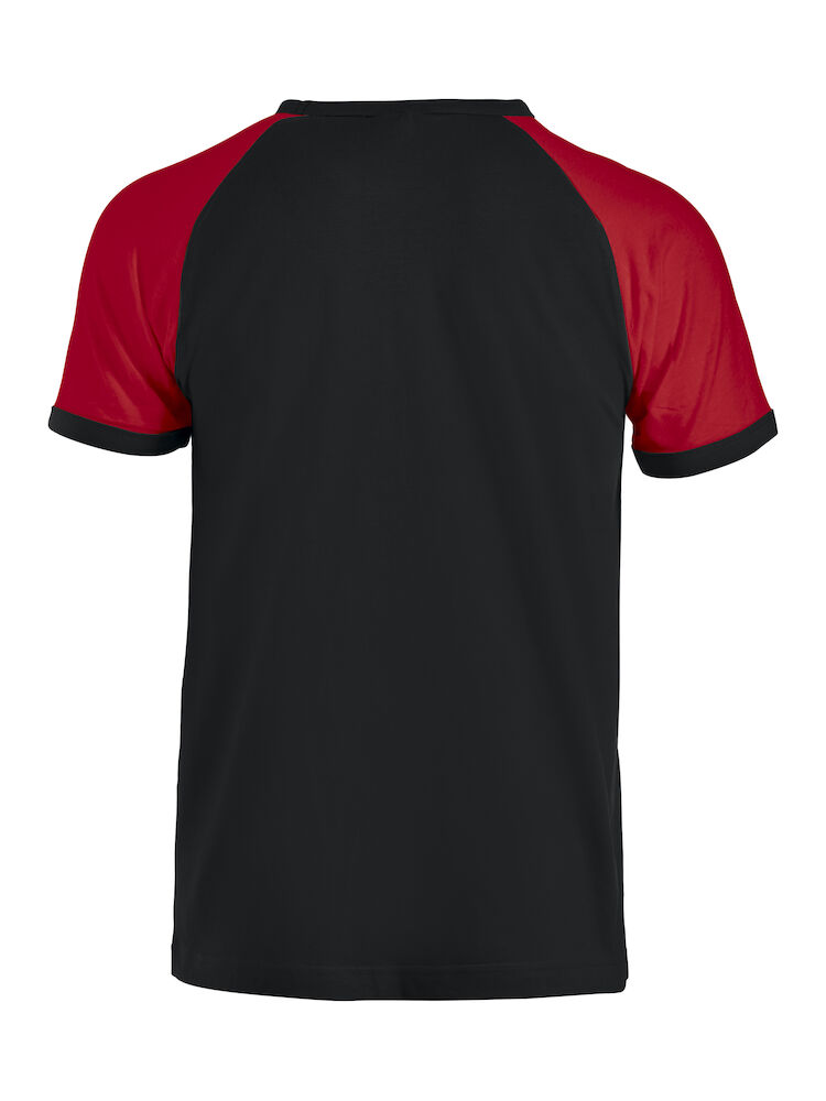 Raglan-T - 9935 schwarz/rot - Model back
