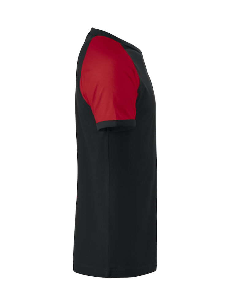 Raglan-T - 9935 schwarz/rot - Model front