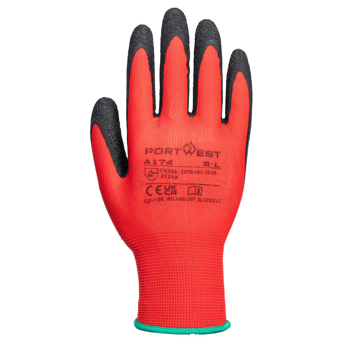 Portwest Flex Grip Latex-Handschuhe - rot/schwarz - Back