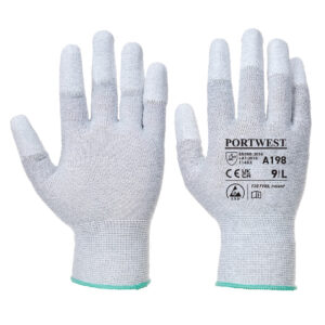 Portwest Antistatischer PU-Fingerspitzen Handschuh - grau - Front