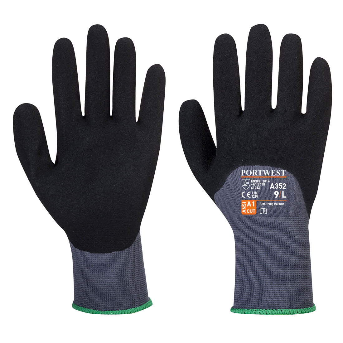 Portwest Dermiflex Ultra Handschuhe - grau/schwarz - Front