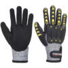Portwest Schnittfeste Stossschutz-Handschuhe - grau/schwarz - Front