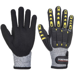 Portwest Schnittfeste Stossschutz-Handschuhe - grau/schwarz - Front