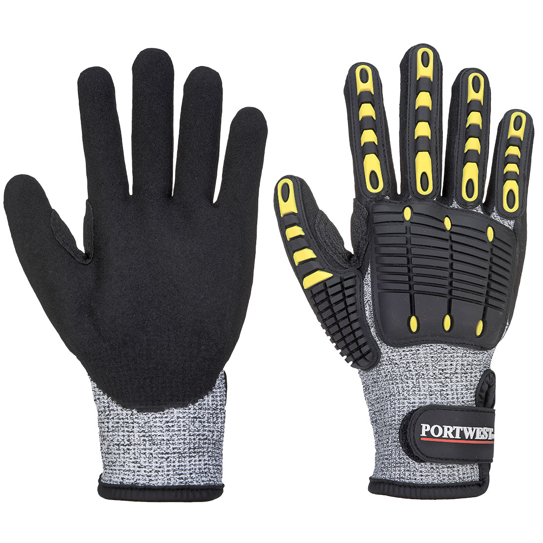 Portwest Schnittfeste Stossschutz-Handschuhe - grau/schwarz - Front