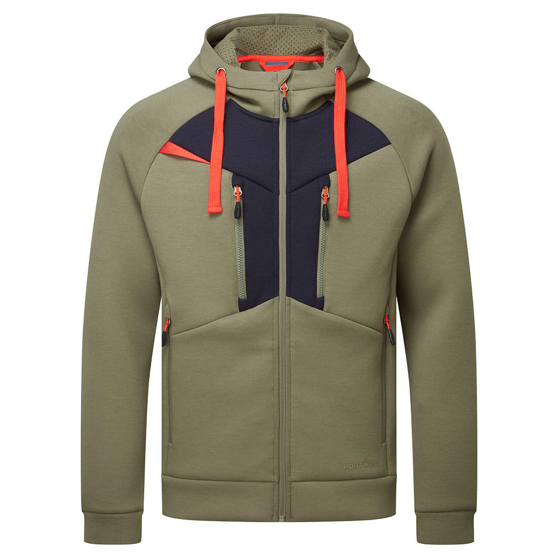 Portwest Hoodie mit Reissverschluss - moosgrün - Front