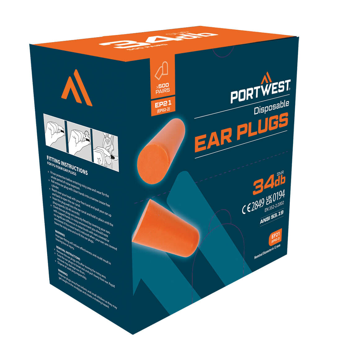 Gehörschutzstöpsel Nachfüllpack - 500-Paar - orange - Front