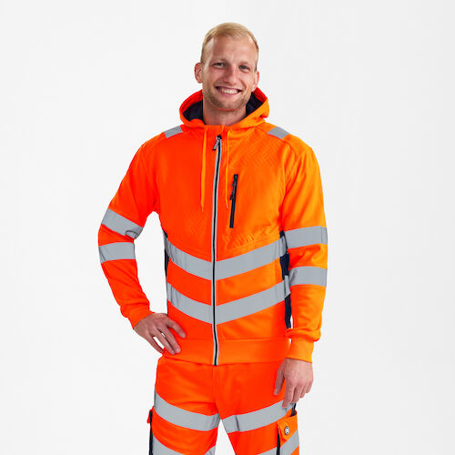 Safety Sweatcardigan - 10165 orange/blauink - Model front