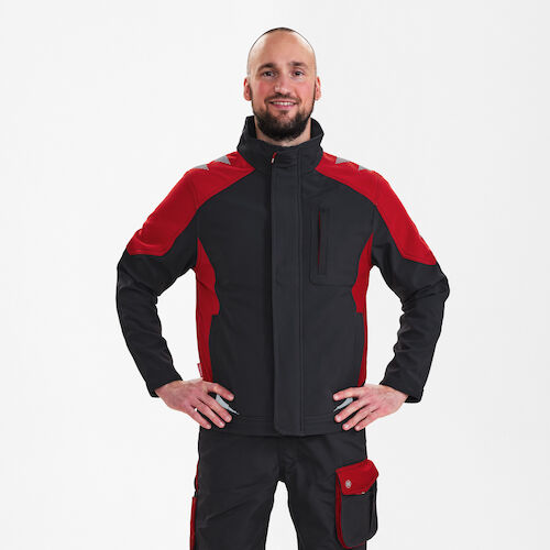 Galaxy Softshelljacke - 79757 anthrazitgrau/tomatenrot - Model front