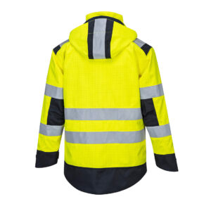 Portwest Modaflame Rain Multinorm Jacke mit Lichtbogen Schutz - gelb/marine - Back