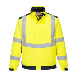 Portwest Modaflame Multinorm Softshelljacke - gelb/marine - Front