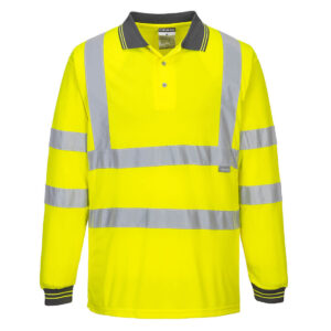 Portwest Langarm Warnschutz Poloshirt - gelb - Front