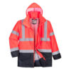 Portwest Warnschutz 5-in-1 Kontrast Exekutiv Jacke - rot/marine - Front