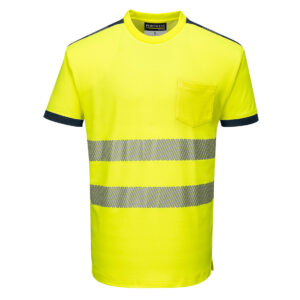 Portwest Warnschutz Cotton Comfort T-Shirt - gelb/marine - Front
