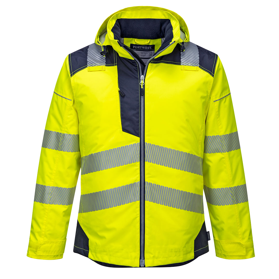 Portwest Warnschutz-Regenjacke - gelb/marine - Front