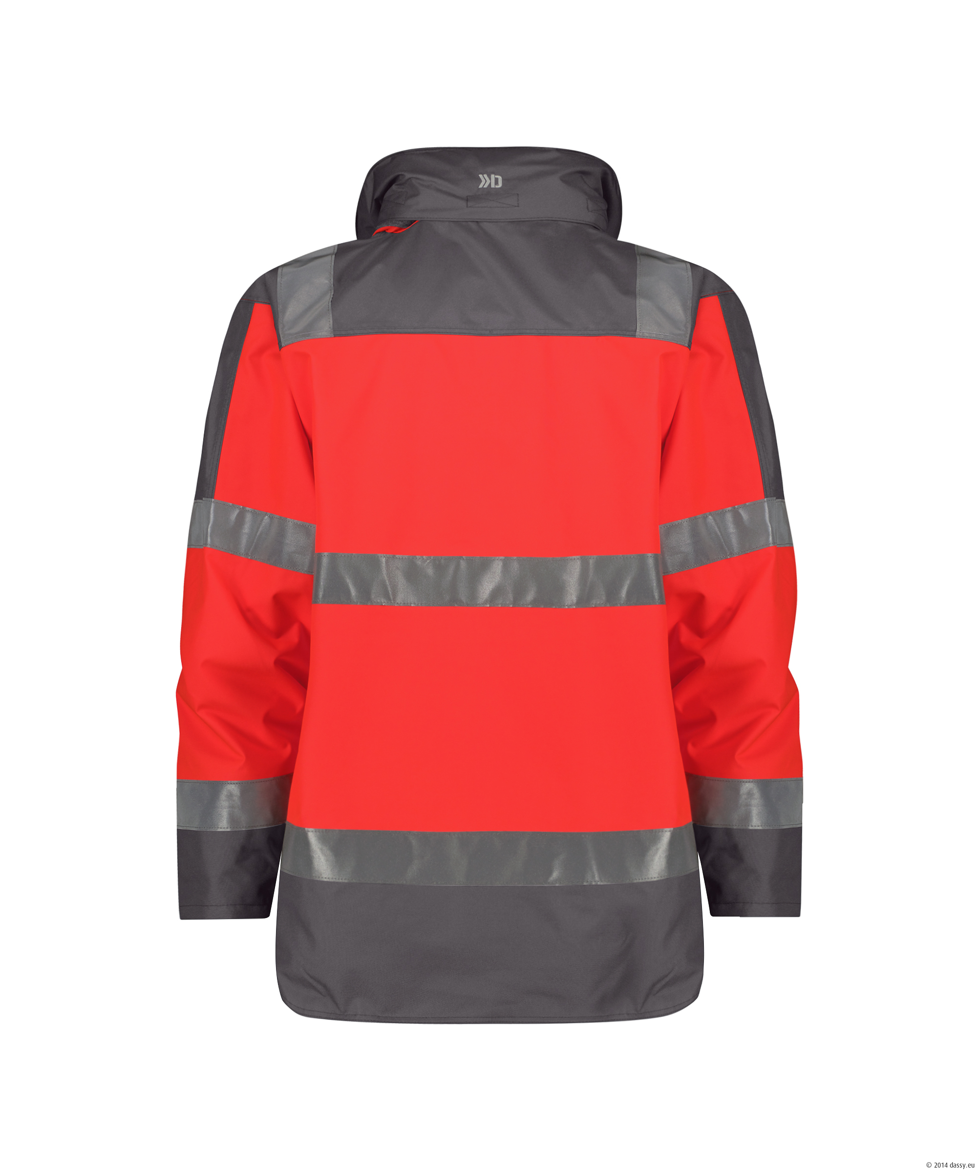 Dassy Atlantis Warnschutz Regenparka - color_back-atlantis-fluorood-cementgrijs