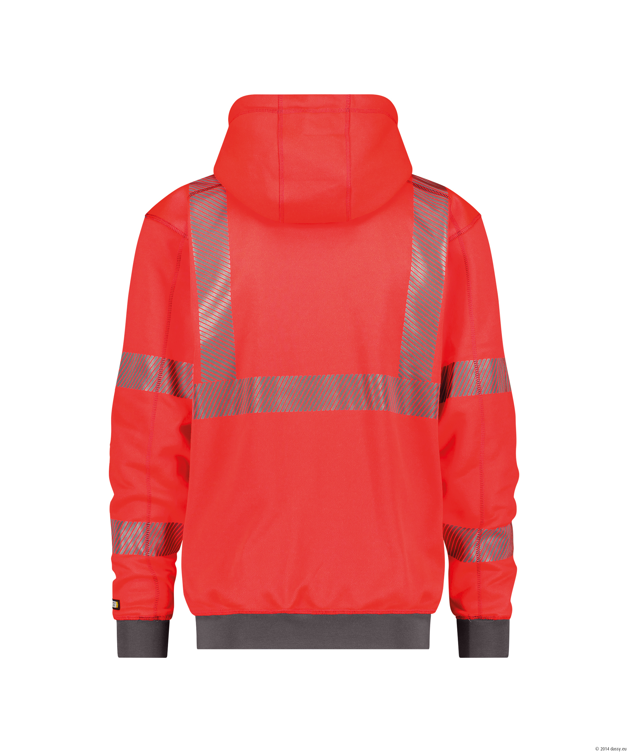 Dassy Evans Kapuzen-Sweatshirt Warnschutz - color_back-evans-fluorood-cementgrijs