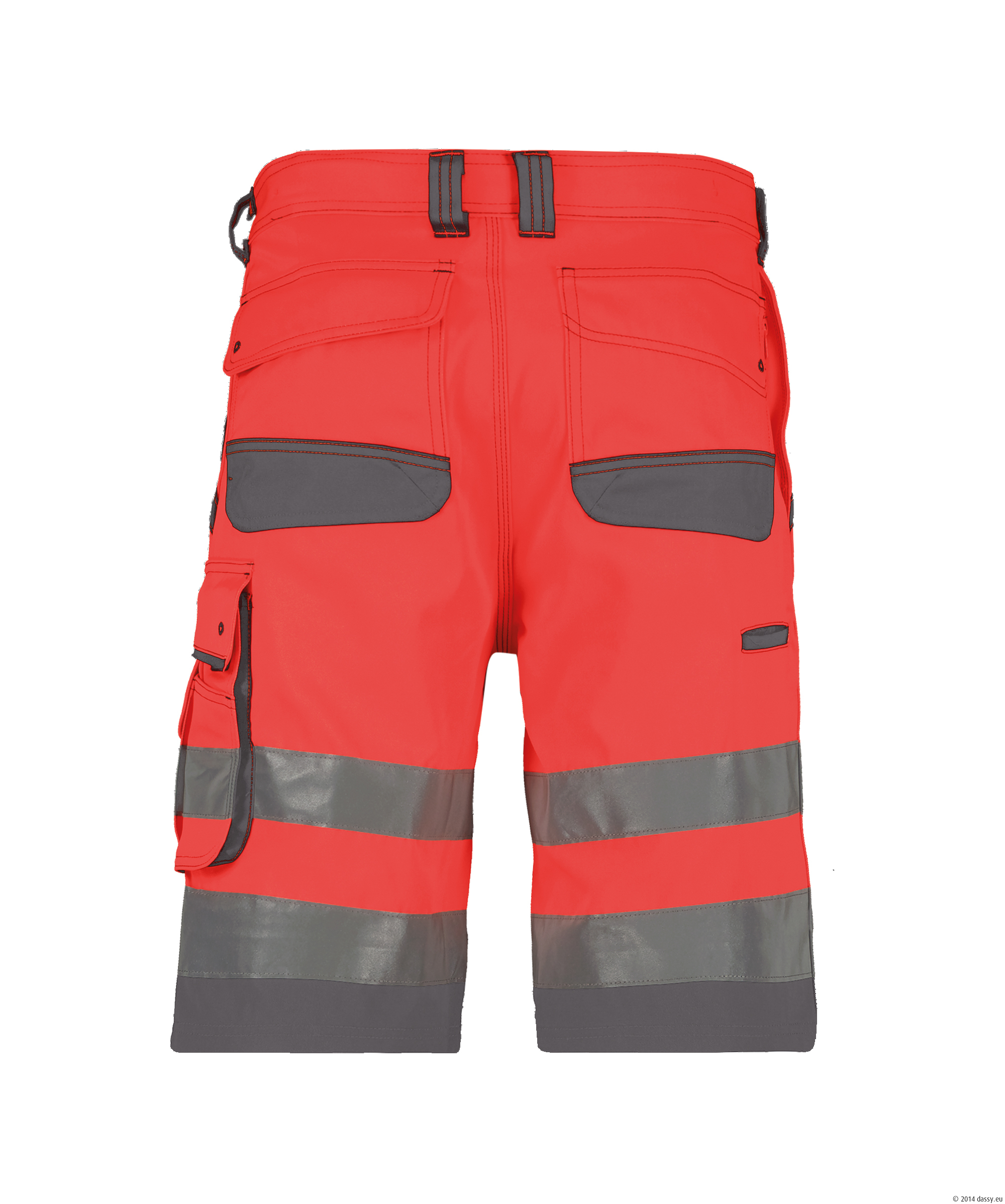 Dassy Lucca Warnschutz-Shorts Stmm - color_back-lucca-fluorood-cementgrijs