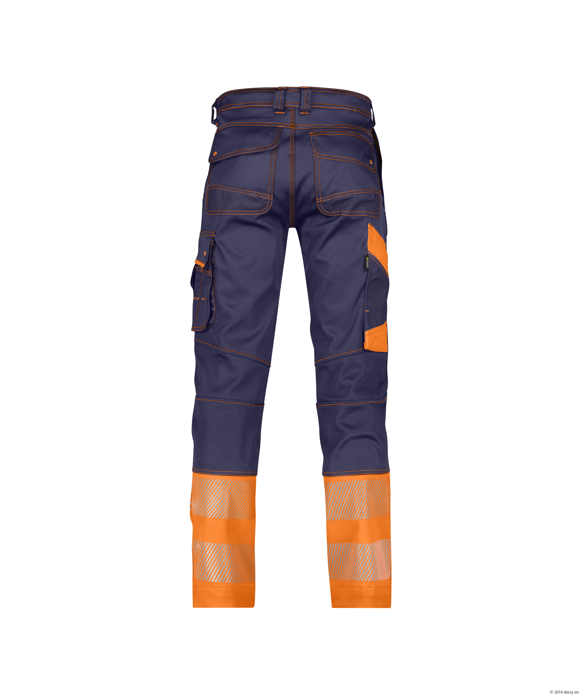 Dassy Princeton Stretch-Warnschutzhose - 6861-dunkelblau-neonorange - Back
