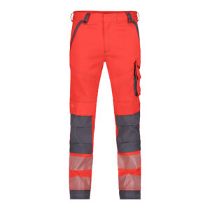 Dassy Aruba Stretch-Warnschutzbundhose Stmm - color_front-aruba-fluorood-cementgrijs