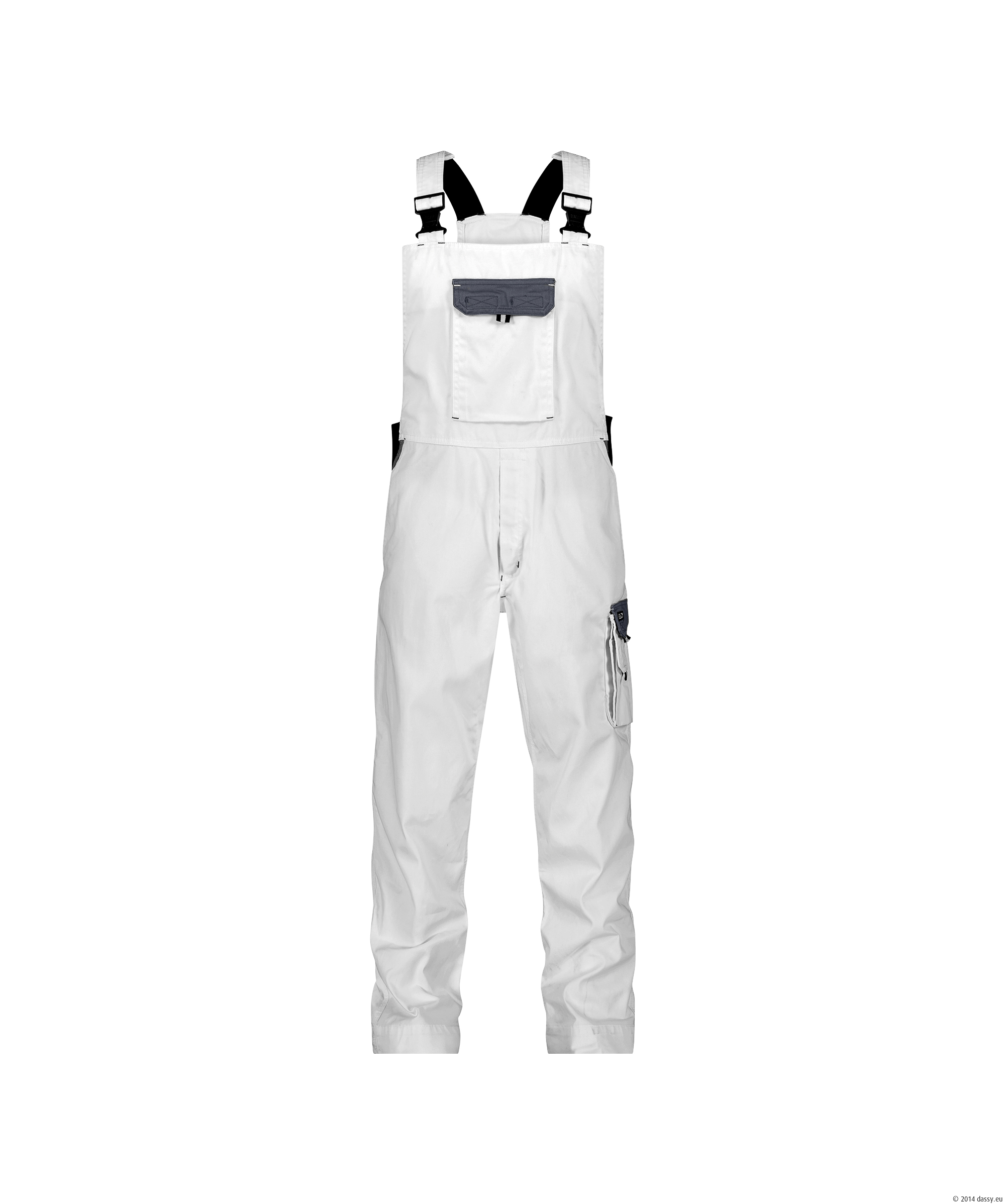 Dassy Calais zweifarbige Arbeitslatzhose - color_front-calais-wit-cementgrijs