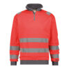 Dassy Denver Warnschutz-Sweatshirt Stmm - color_front-denver-fluorood-cementgrijs