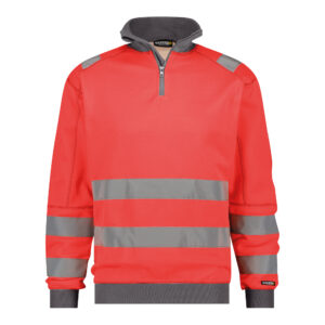 Dassy Denver Warnschutz-Sweatshirt Stmm - color_front-denver-fluorood-cementgrijs