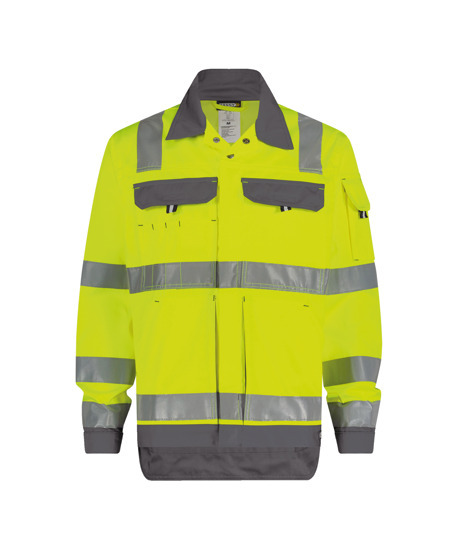 Dassy Dusseldorf Warnschutz-Arbeitsjacke - 6941-neongelb-zementgrau - Front