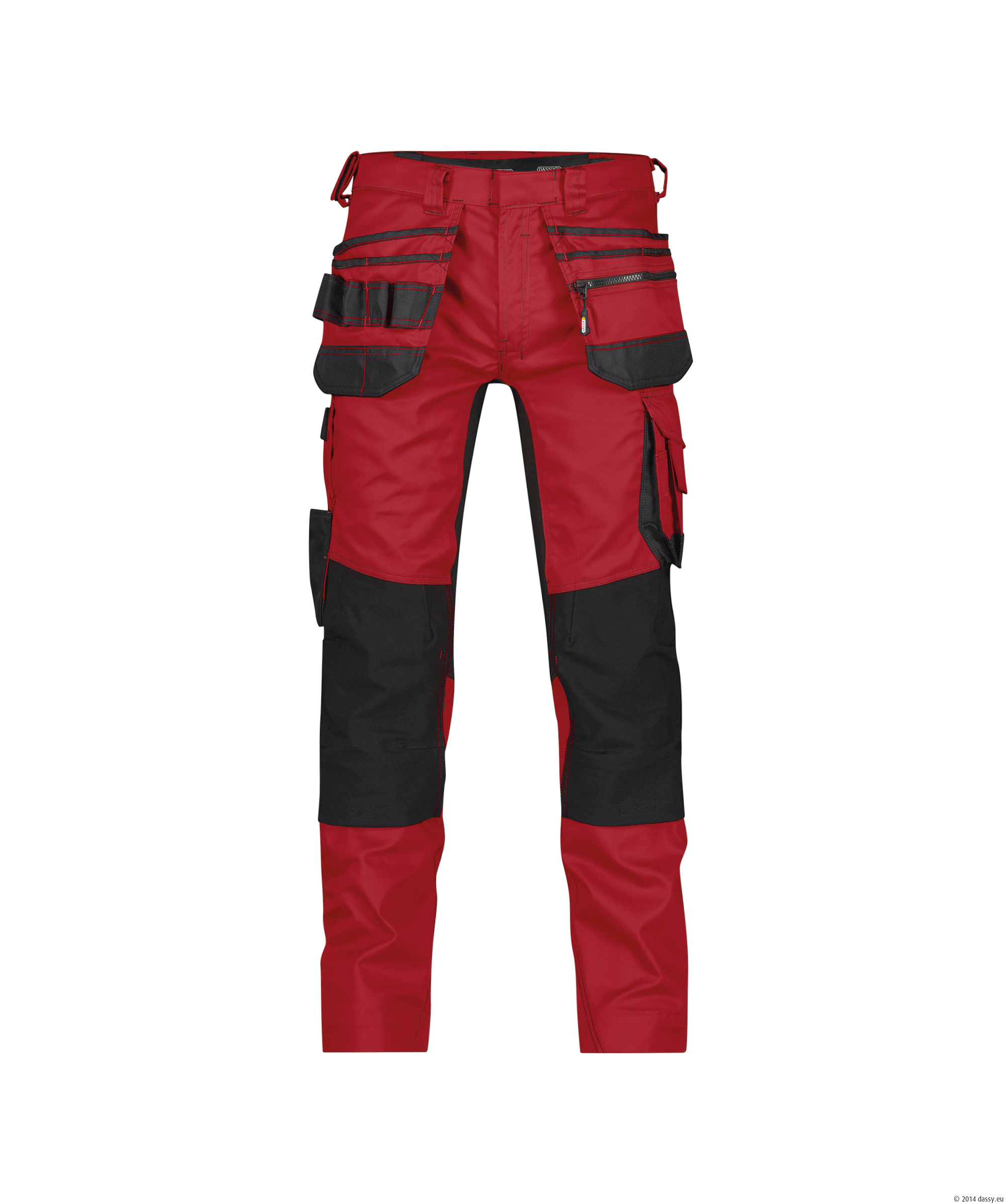 Dassy Flux Stretch-Arbeitshose Stmm - 6674 rot-schwarz - Front