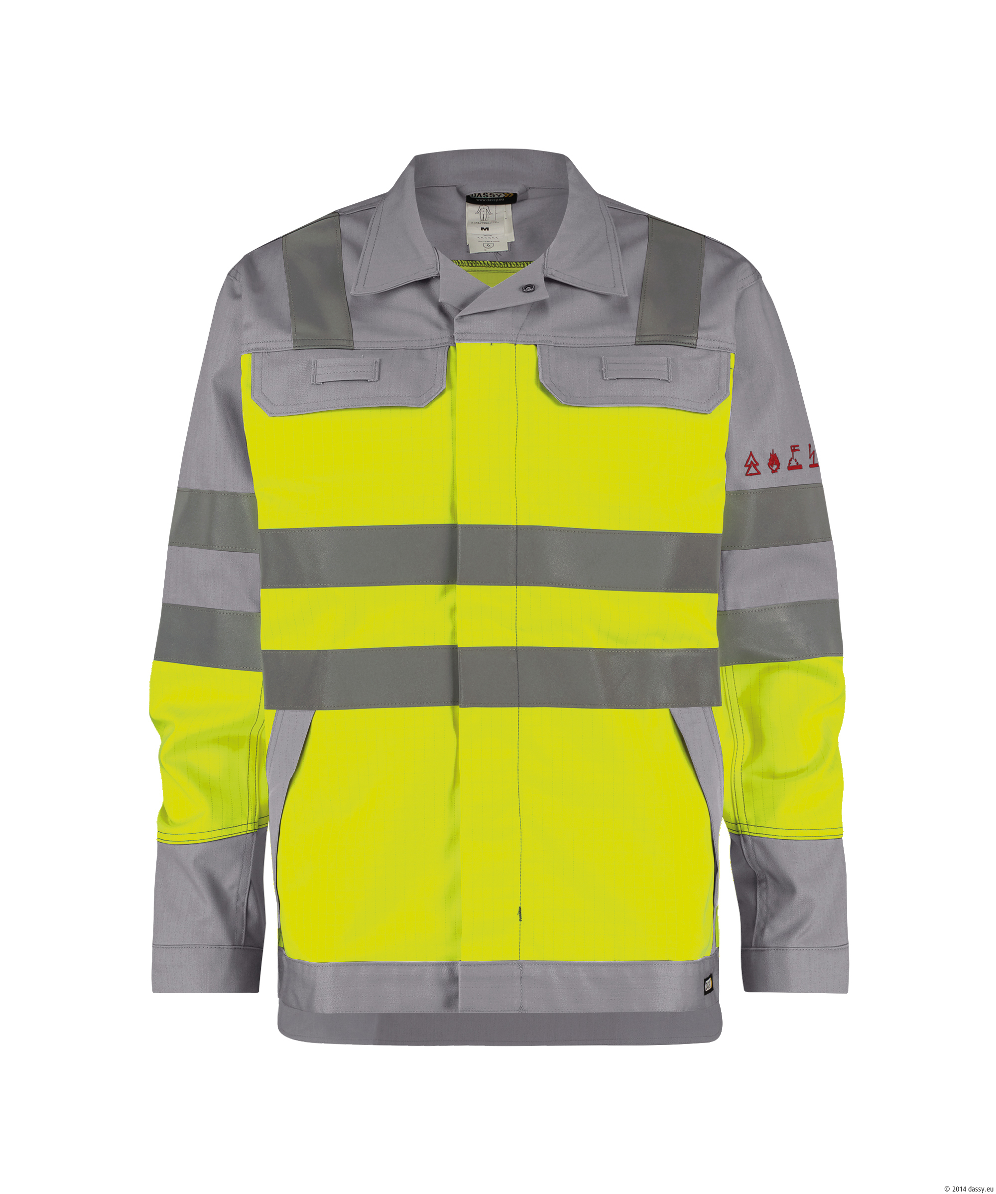 Dassy Franklin Mulitnorm Warnschutz Arbeitsjacke - color_front-franklin-fluogeel-grafietgrijs