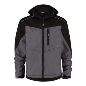 Dassy Jakarta Zweifarbige Softshelljacke - color_front-jakarta-cementgrijs-zwart