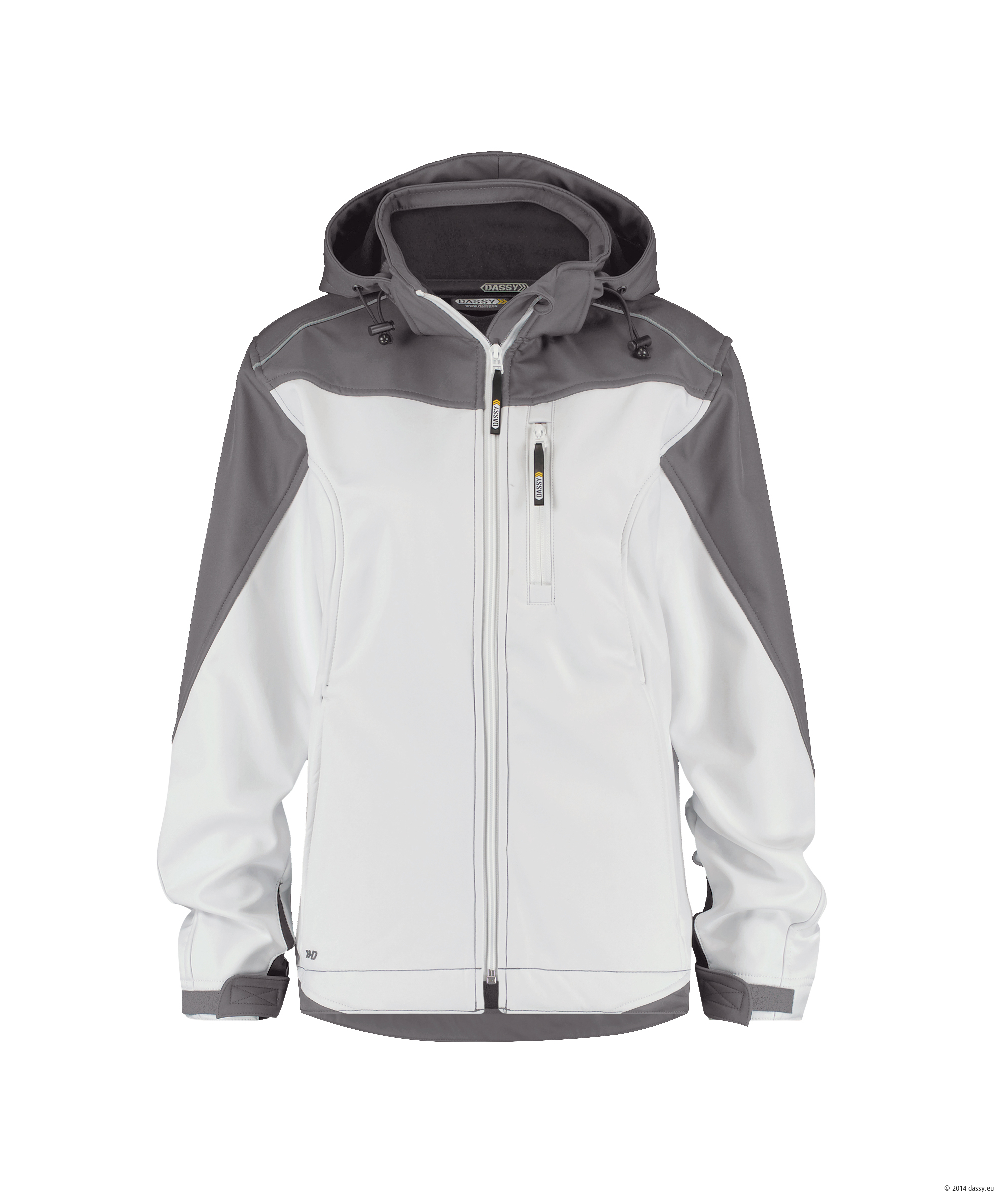 Dassy Jakarta Zweifarbige Damen Softshelljacke - color_front-jakartaw-wit-cementgrijs