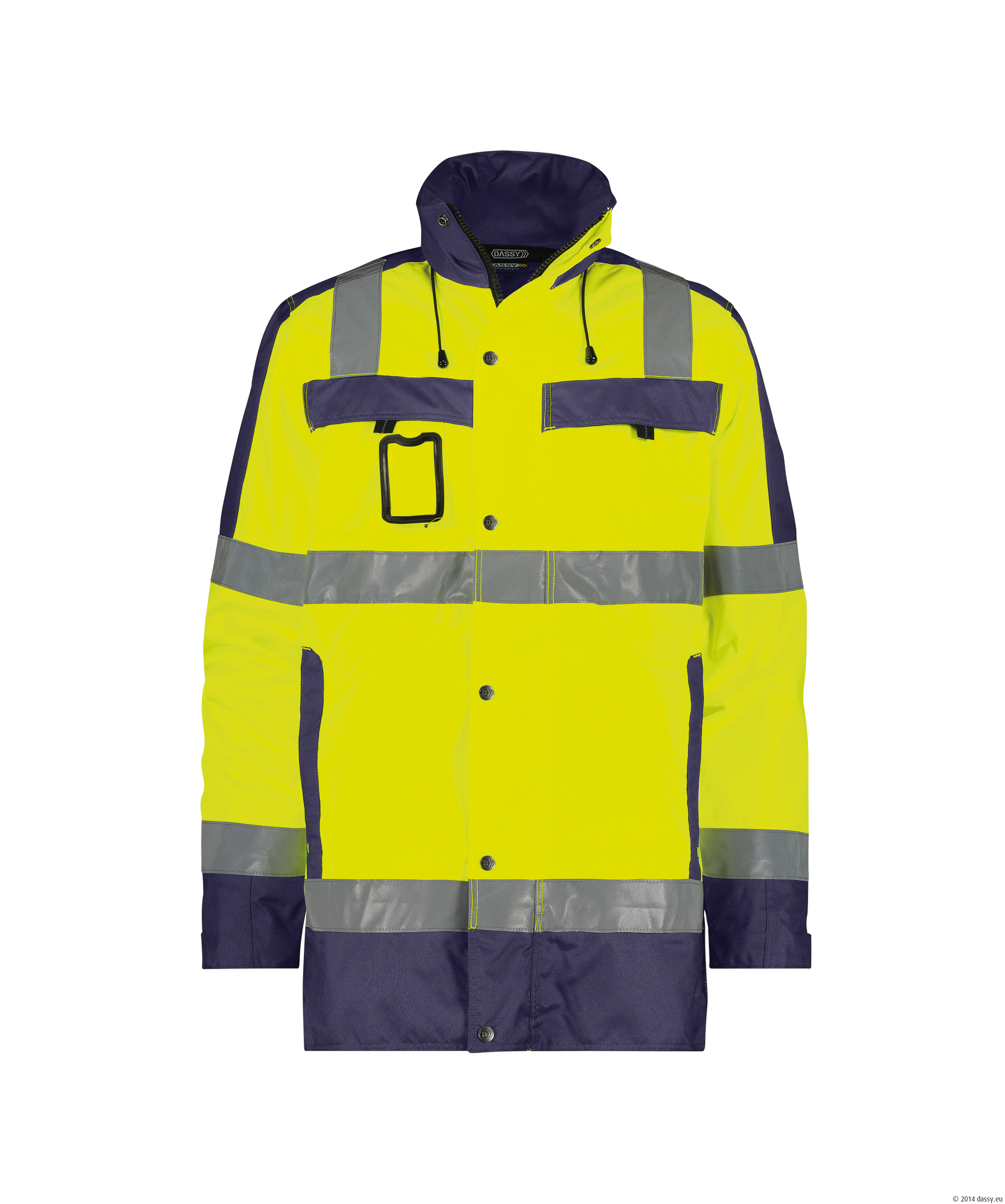 Dassy Limasol Warnschutz Parka - color_front-limasol-fluogeel-marine