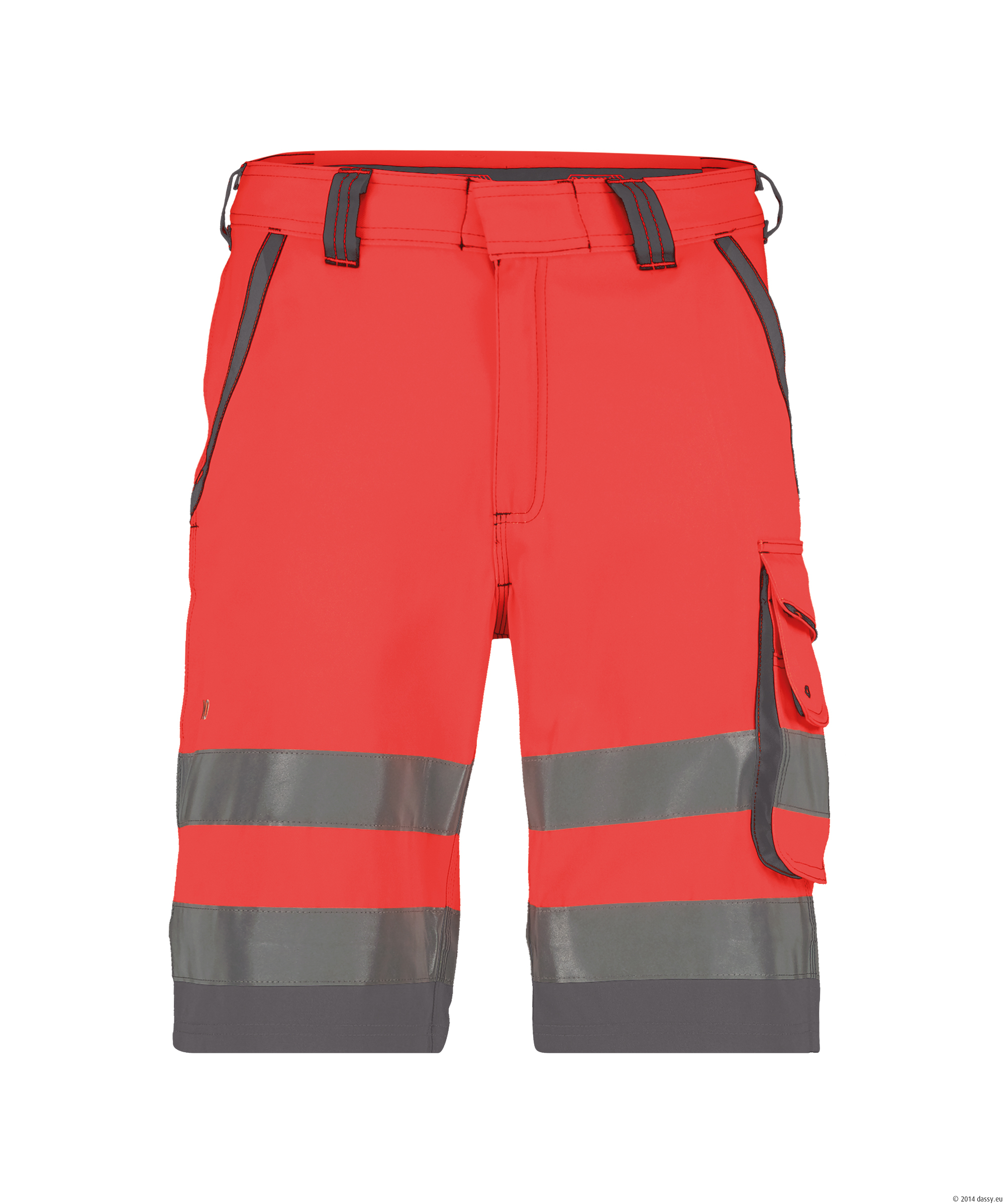 Dassy Lucca Warnschutz-Shorts Stmm - color_front-lucca-fluorood-cementgrijs