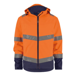 Dassy Malaga Warnschutz Softshell-Jacke Stmm - 6681-neonorange-dunkelblau - Back