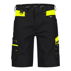 Dassy Manilla Stretch-Arbeitsshorts - color_front-manilla-logix-zwart-fluo-geel