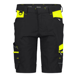 Dassy Manilla Damen Stretch-Arbeitsshorts - color_front-manilla-women-logix-zwart-fluo-geel