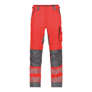 Dassy Odessa Sommer Warnschutzhose - 6643-neonrot-zementgrau - Back