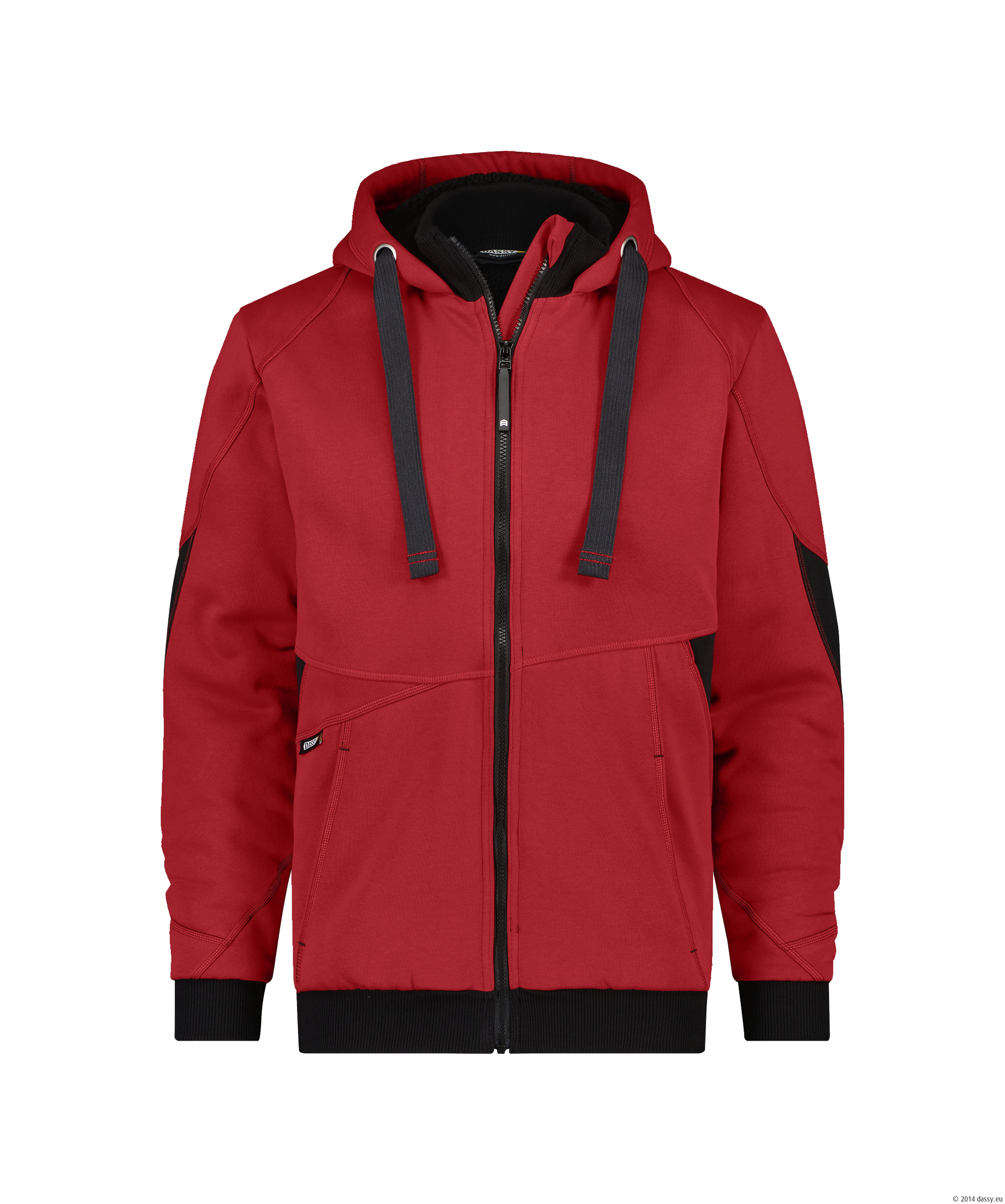 Dassy Pulse Sweatshirt-Jacke - color_front-pulse-rood-0683-zwart