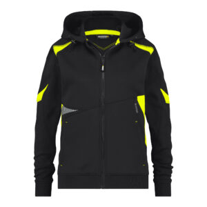 Dassy Santos Damen Kapuzensweatshirt - color_front-santos-women-logix-zwart-fluo-geel