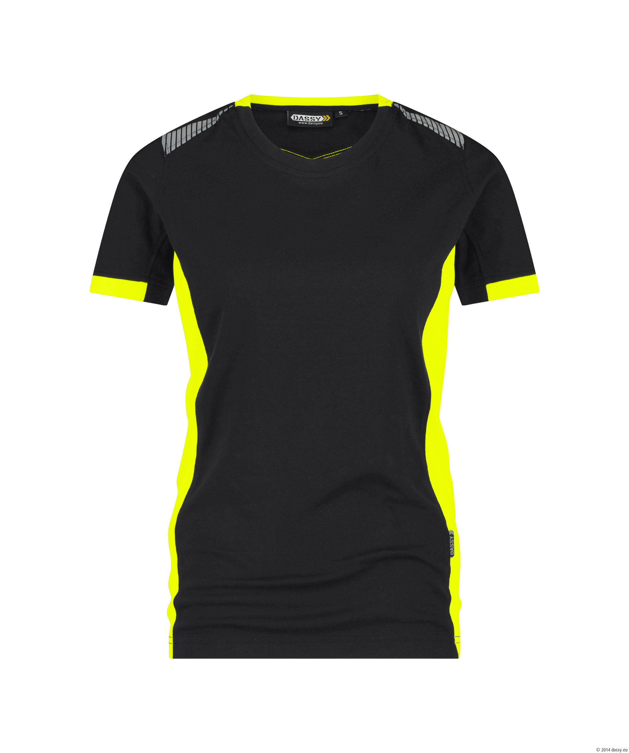 DASSY® Tampico Women T-SHIRT FÜR DAMEN - color_front-tampico-women-logix-zwart-fluo-geel