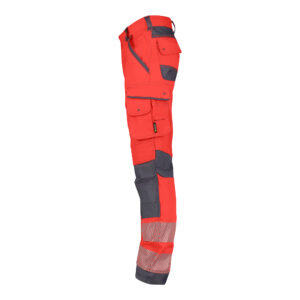 Dassy Aruba Stretch-Warnschutzbundhose Stmm - color_side-aruba-fluorood-cementgrijs