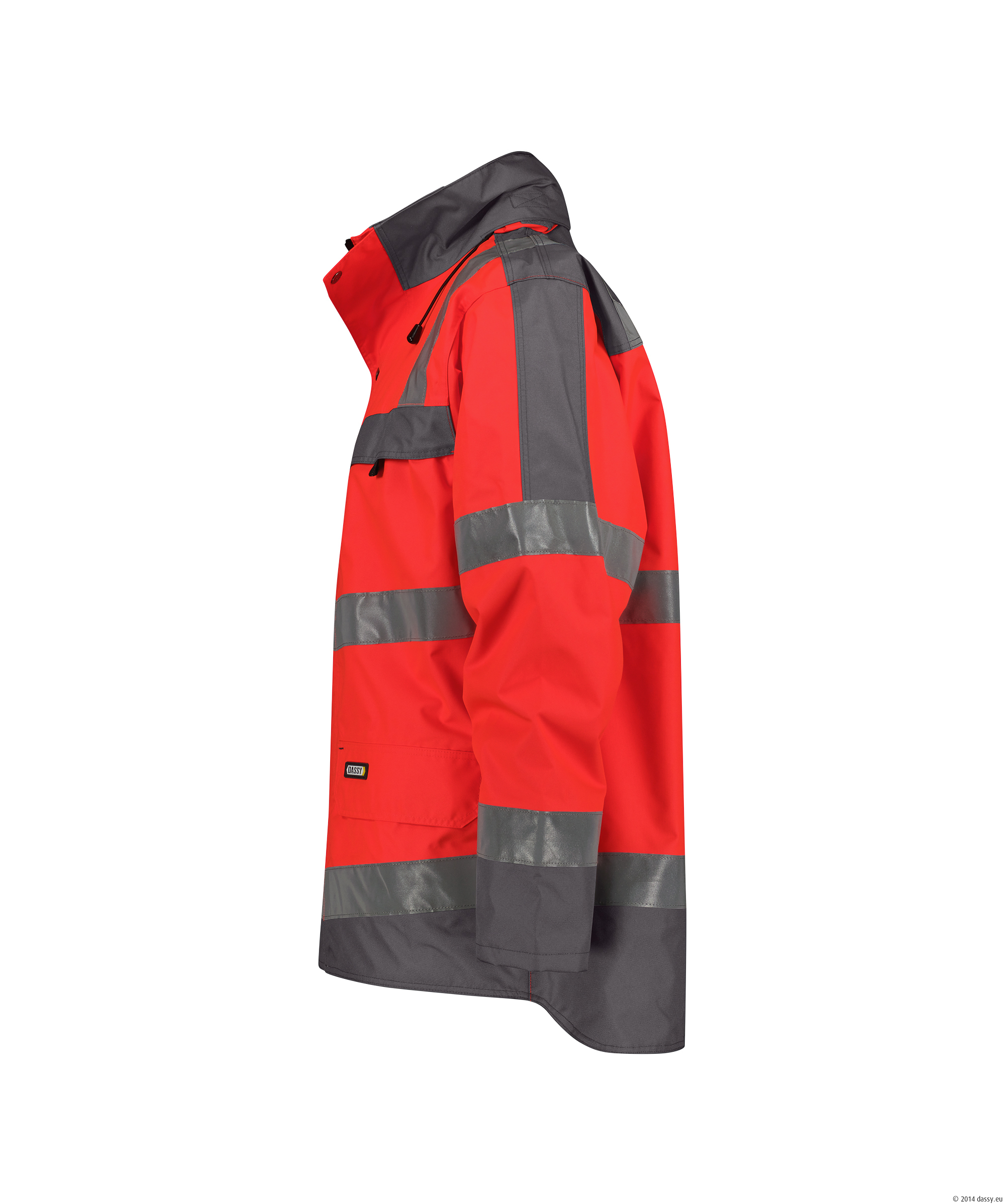 Dassy Atlantis Warnschutz Regenparka - color_side-atlantis-fluorood-cementgrijs