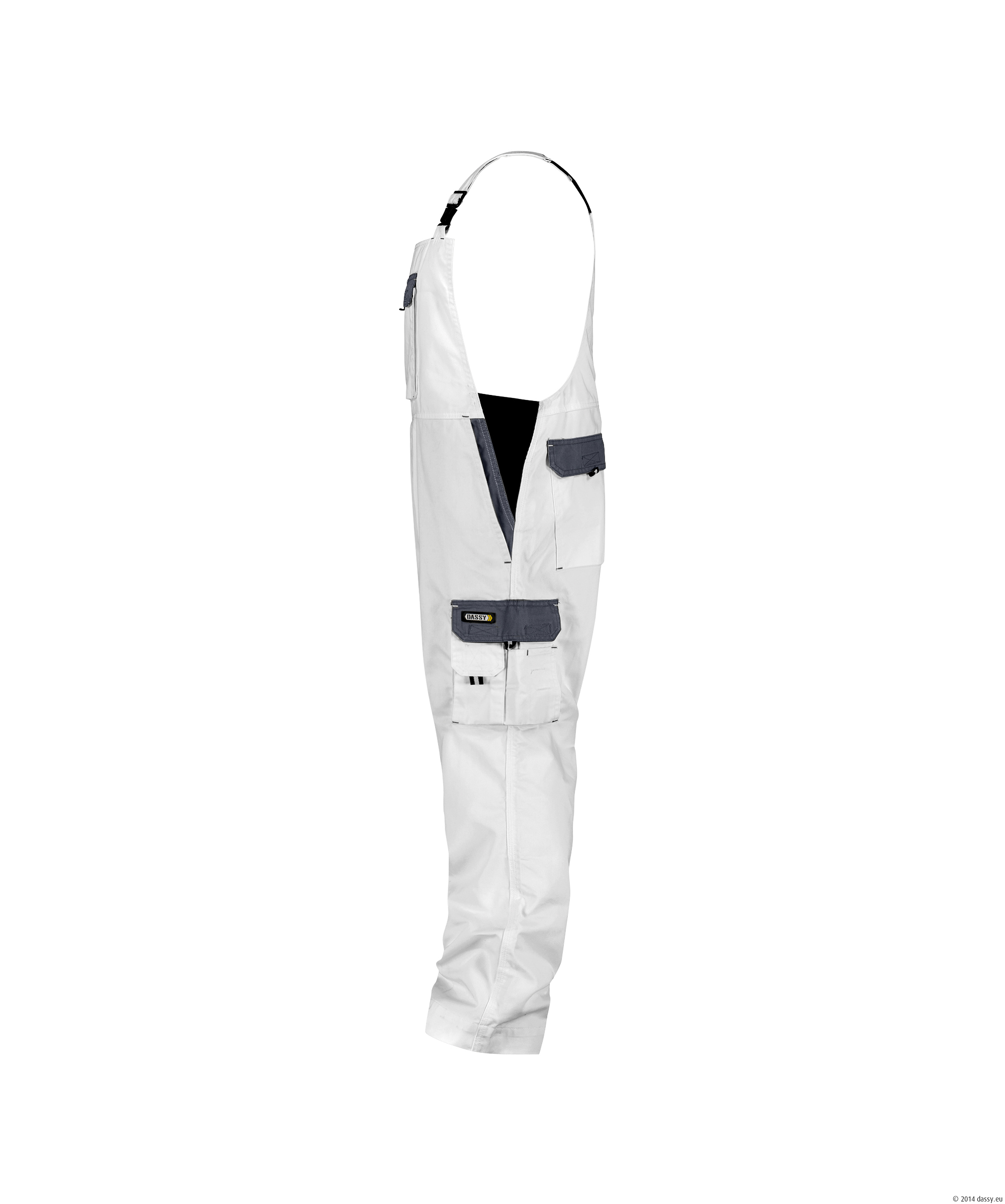 Dassy Calais zweifarbige Arbeitslatzhose - color_side-calais-wit-cementgrijs