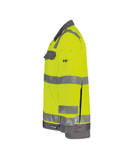 Dassy Dusseldorf Warnschutz-Arbeitsjacke - 6941-neongelb-zementgrau - Back