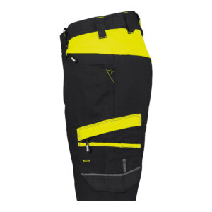 Dassy Manilla Damen Stretch-Arbeitsshorts - color_side-manilla-women-logix-zwart-fluo-geel