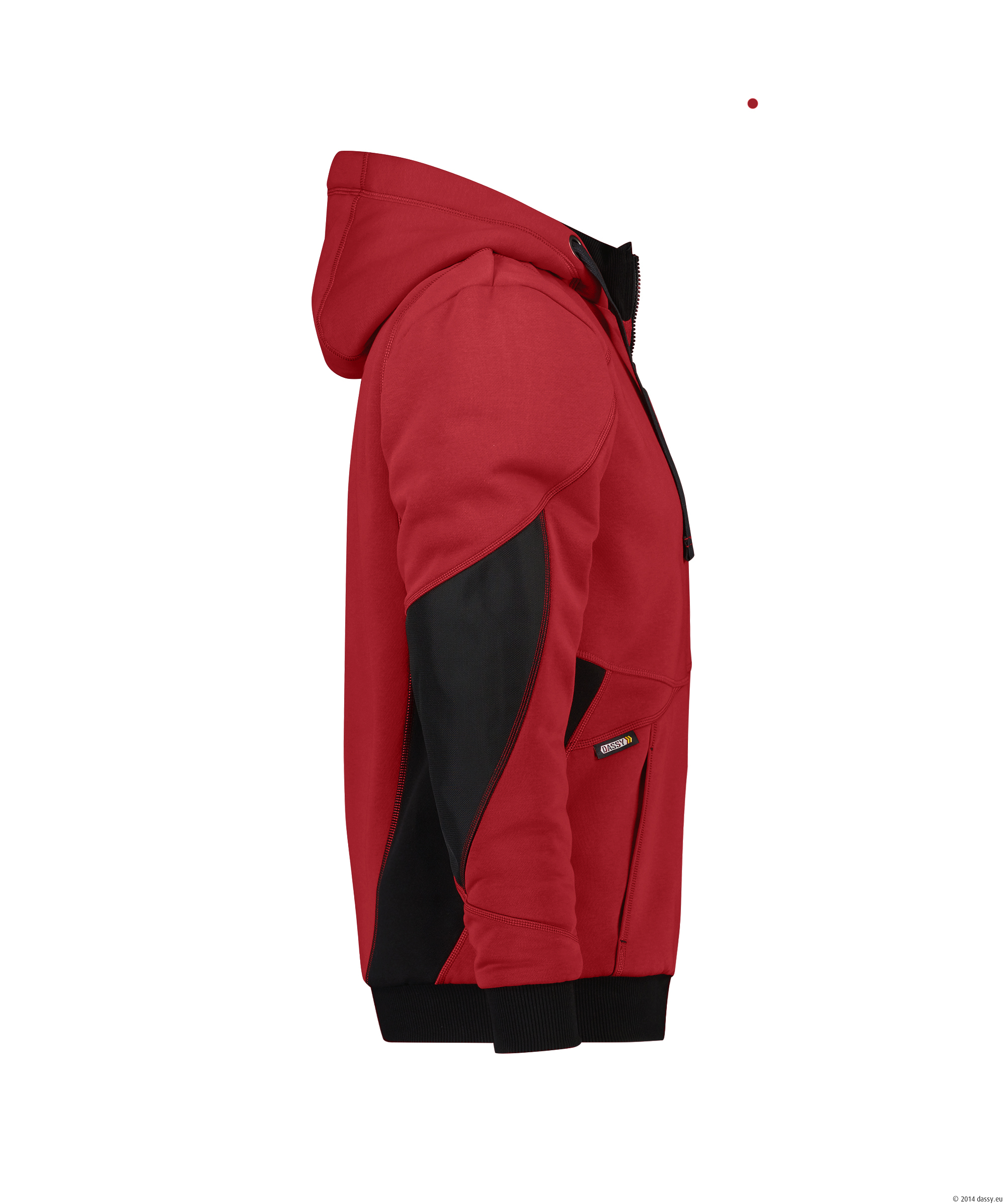 Dassy Pulse Sweatshirt-Jacke - color_side-pulse-rood-0683-zwart