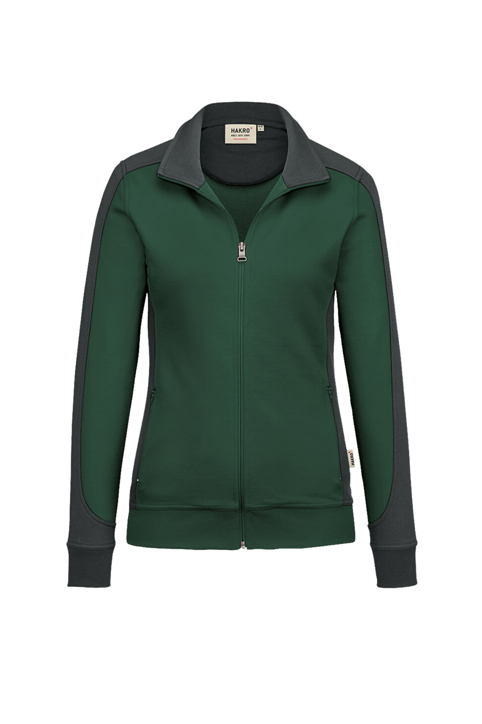 Hakro Damen Sweatjacke Contrast Mikralinar - 072028-tanne/anthrazit - Front