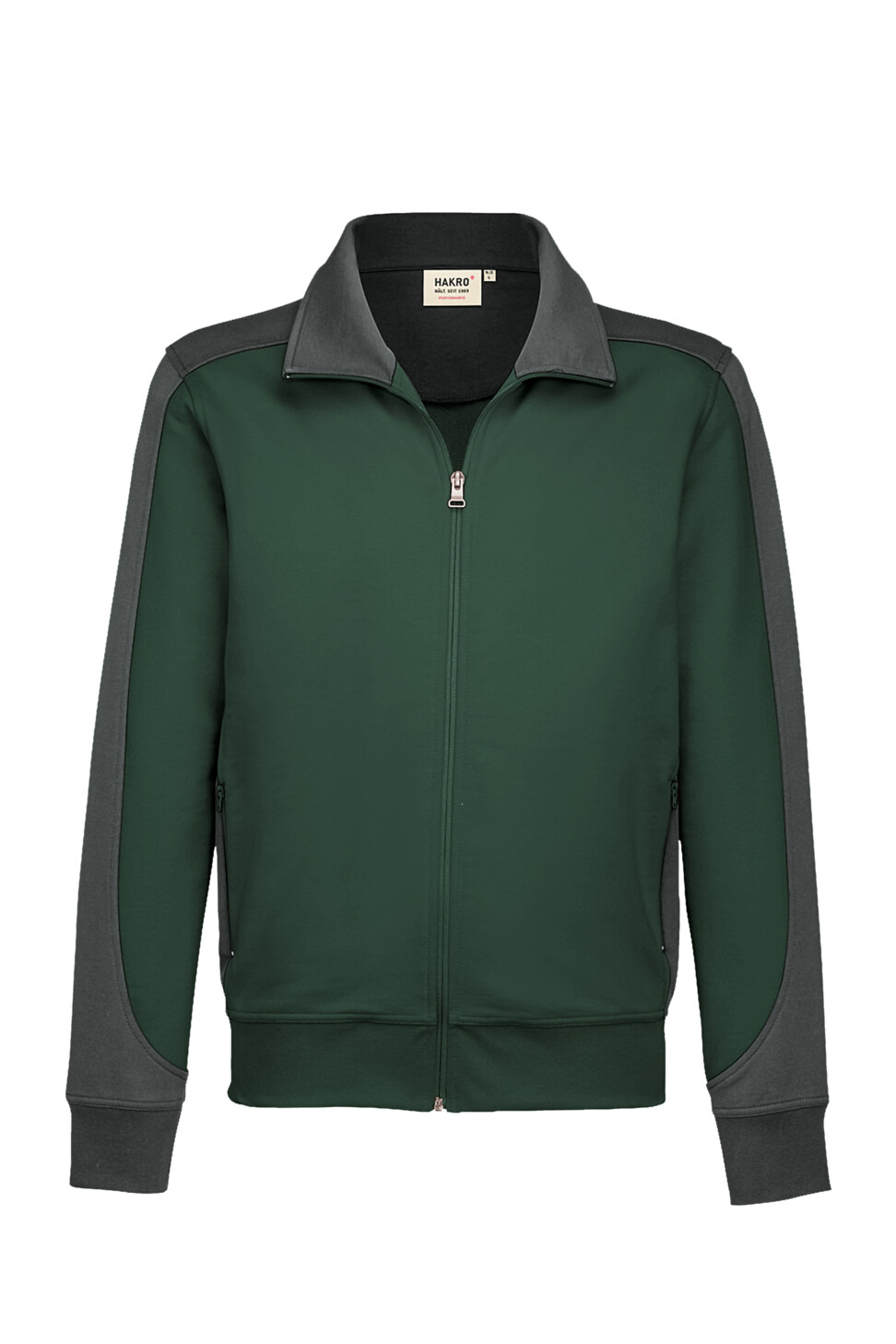 Hakro Mikralinar Sweatjacke Contrast - 072-tanne - Front