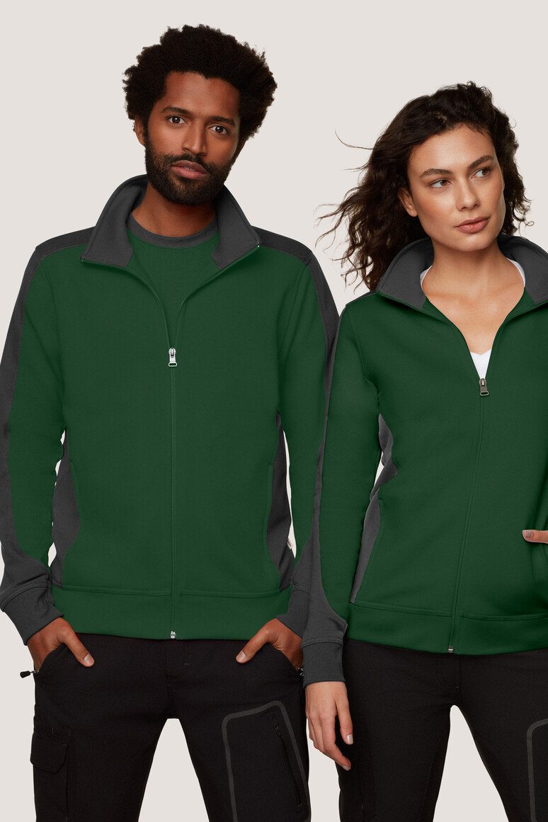 Hakro Mikralinar Sweatjacke Contrast - 072-tanne - Model